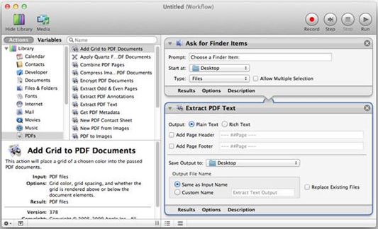 use automator to combine text files into one file